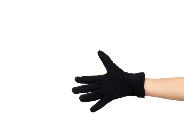 Siyah yün eldivenler. Çocuk aksesuarları, kış eldivenleri.. — Stok fotoğraf