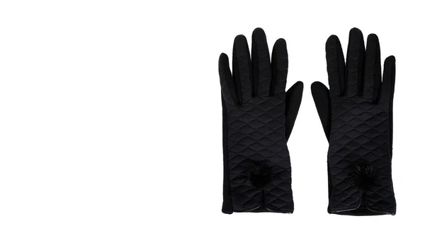 Dark fleece gloves. Winter female accessory. Isolated — Stock Photo, Image