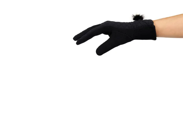 Gants en molleton foncé. Accessoire féminin d'hiver. Isolé — Photo