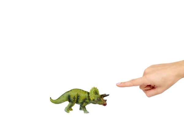 Brinquedo de dinossauro de borracha verde, animal selvagem pré-histórico . — Fotografia de Stock