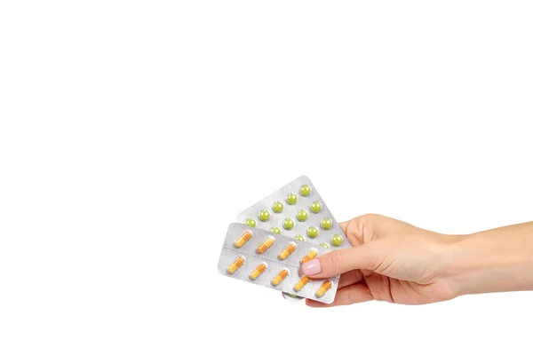 Silver blister with pills. Pharmacy help, medicine drug. — Stock Photo, Image