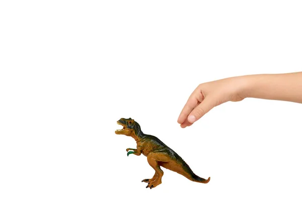 Gumowa zabawka dinozaurów. Prehistoryczne dzikie zwierzę, niebezpieczne zwierzę. — Zdjęcie stockowe