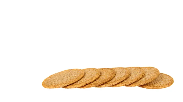 Ronde koekjes met volkoren tarwe. Gezonde snack. — Stockfoto