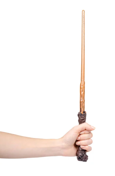 Дерев'яна чарівна паличка, чарівник і чарівник інструмент . — стокове фото