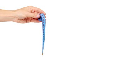 Mavi dikiş santimetresi, kurdele cetveli. Ölçüm aracı.