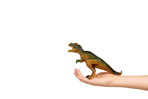 Brinquedo de dinossauro de borracha. Animal selvagem pré-histórico, animal perigoso . — Fotografia de Stock
