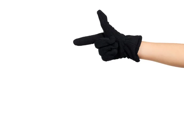Siyah yün eldivenler. Çocuk aksesuarları, kış eldivenleri.. — Stok fotoğraf