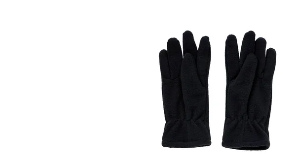 Schwarze Fleecehandschuhe. Kinder persönliches Zubehör, Winterhandschuhe. — Stockfoto