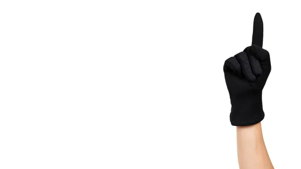 Черные перчатки из шерсти. Зимний женский аксессуар. Isolated — стоковое фото