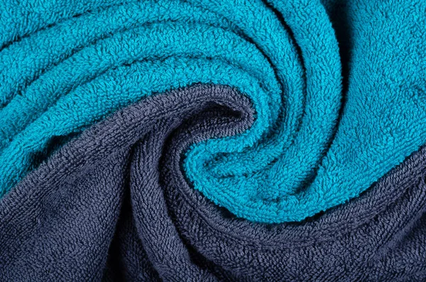 Texture tissu serviette bleue, vue du dessus photo. — Photo