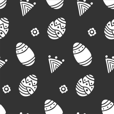 Easter eggs vector, dark background. Seamless pattern.