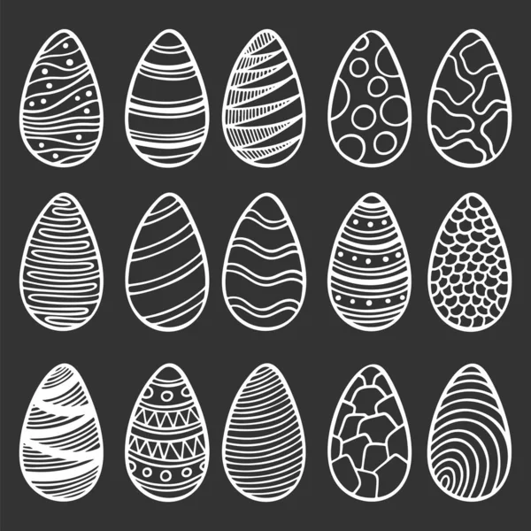 Easter eggs set with different patterns vector. — Stock Vector