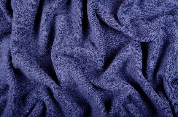 Textura de tela de toalla azul, foto de vista superior. — Foto de Stock