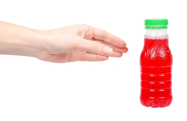 Red juice in plastic bottle. Isolated on white. — 스톡 사진