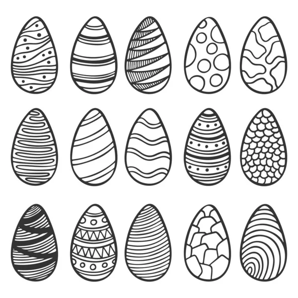 Huevos de Pascua con diferentes patrones. Aislado . — Vector de stock