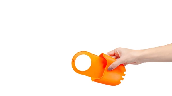 Gancho de esponja de cozinha, utensílio de silicone laranja. Isolado em branco . — Fotografia de Stock