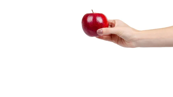 Manzana roja madura, fruta sana. Snack fresco y saludable . —  Fotos de Stock