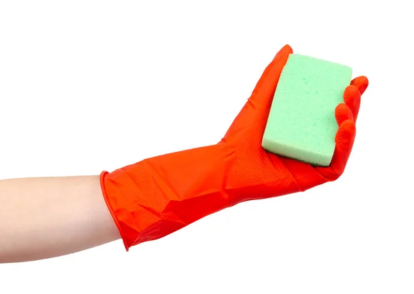 Red rubber glove, protection for skin. Isolated on white. — Stock Photo, Image