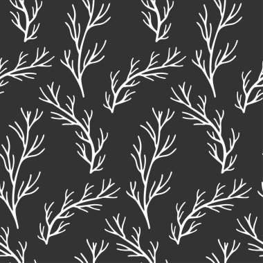 Dekoratif dallar arka plan, yeşillik vektörü. Kusursuz desen.