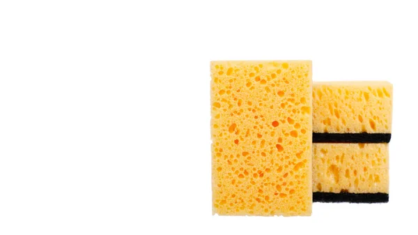 Orange Kitchen Sponge Dishware Foam Isolated White Background Copy Space — 스톡 사진