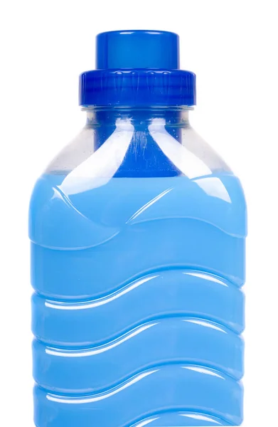 Suavizador Roupa Azul Garrafa Plástico Isolado Backgorund Branco — Fotografia de Stock