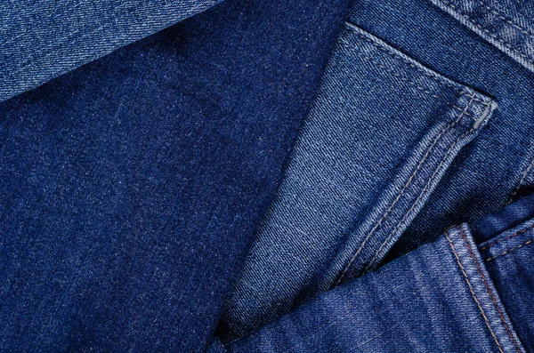 Blå Bomull Jeans Textur Bakgrund Med Kopieringsutrymme Ovanifrån Foto — Stockfoto