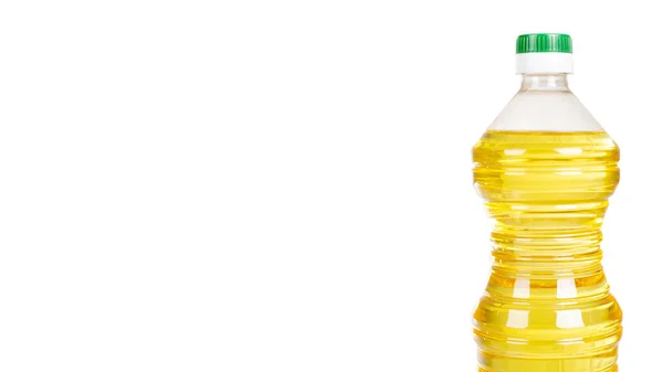 Pure Sunflower Oil Plastic Bottle Seasoning Salads Isolated White Background — Stock Photo, Image