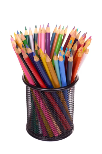 Lápices Colores Suministro Arte Dibujo Aislado Sobre Fondo Blanco — Foto de Stock