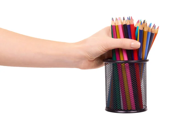 Renkli Kalemlerle Resim Malzemeleriyle Beyaz Arkaplanda Izole — Stok fotoğraf