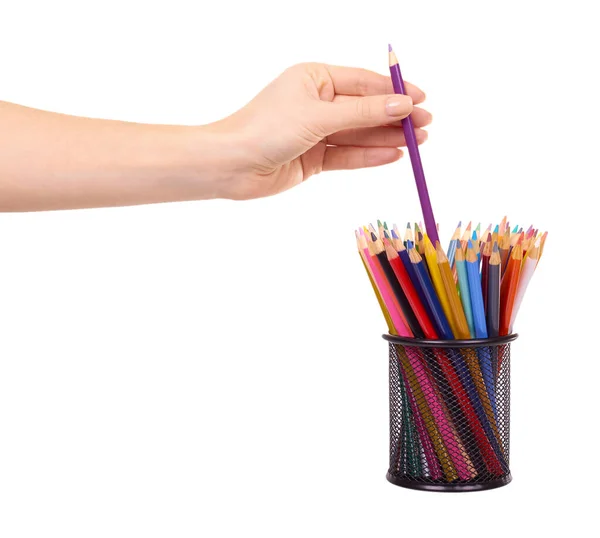 Hand Color Pencils Drawing Art Supply Isolated White Background — Stock Photo, Image