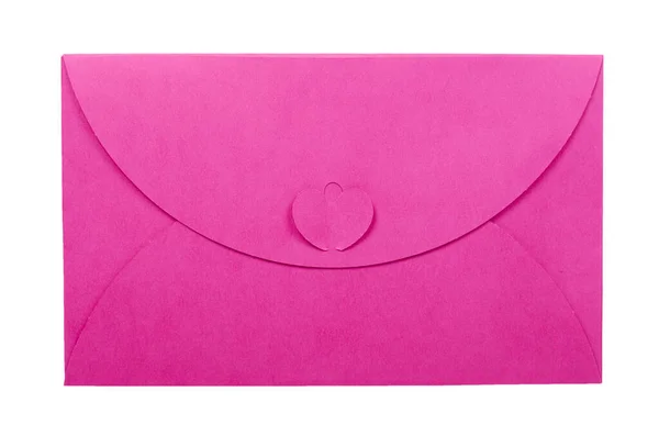 Envelope Branco Com Coração Isolado Sobre Fundo Branco — Fotografia de Stock