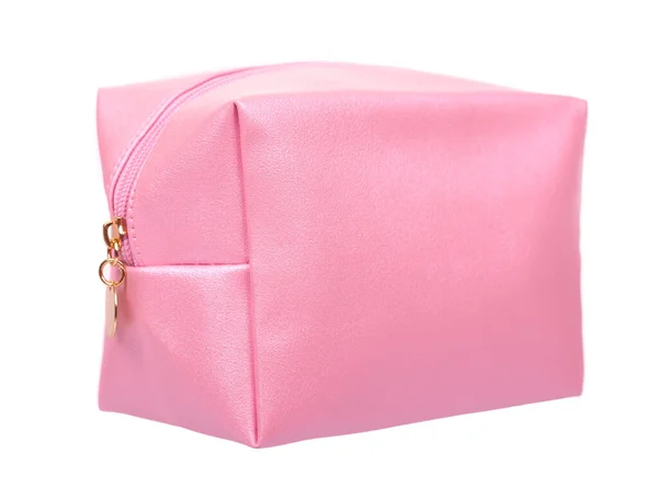 Bolsa Maquiagem Rosa Glamour Acessório Cosmético Isolado Sobre Fundo Branco — Fotografia de Stock