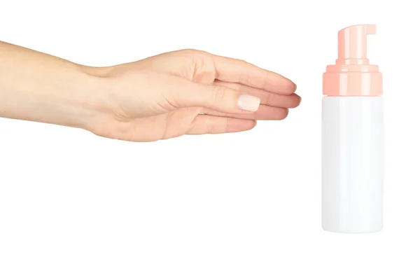 Handdesinfektionsmedel Flaska Desinfektionsvätska Isolerad Vit Bakgrund — Stockfoto