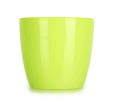 Tohum için renkli plastik kap. Beyaz arkaplanda izole.