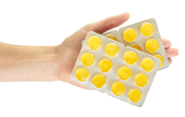 Tabletki Przeciwbólowe Bistrze Izolowane Białym Tle — Zdjęcie stockowe