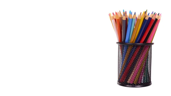 Lápices Colores Suministro Arte Dibujo Aislado Sobre Fondo Blanco Copiar — Foto de Stock