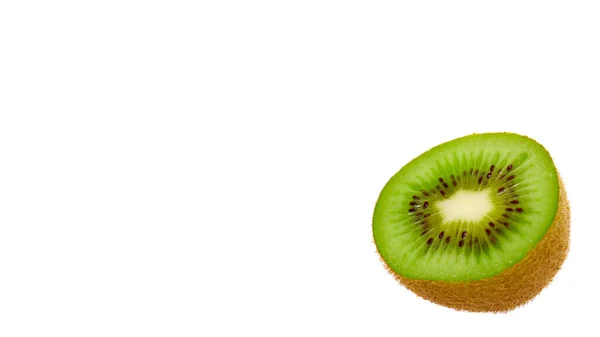 Fresh Ripe Kiwi Slice Isolated White Background Copy Space Template — Stock Photo, Image