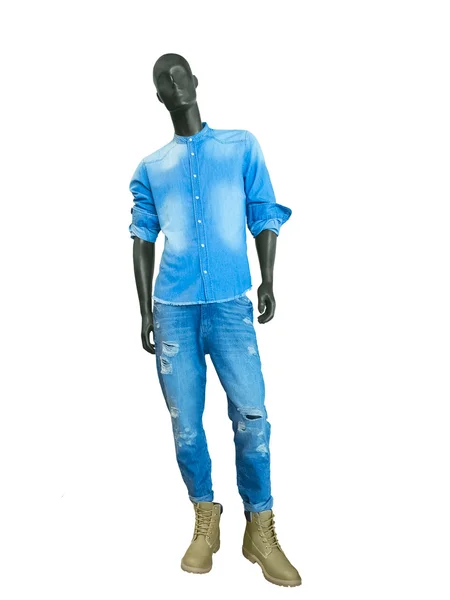 Mannequin homme habillé en chemise et jean bleu — Photo