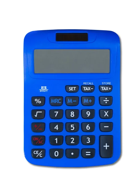 Widok z góry niebieski kalkulatora. — Zdjęcie stockowe