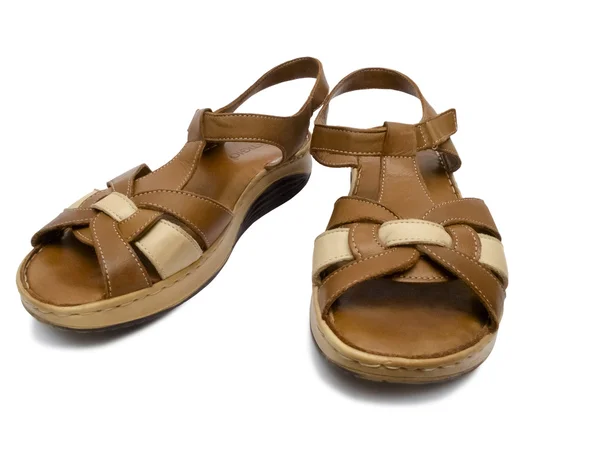 Damensandalen aus Leder — Stockfoto