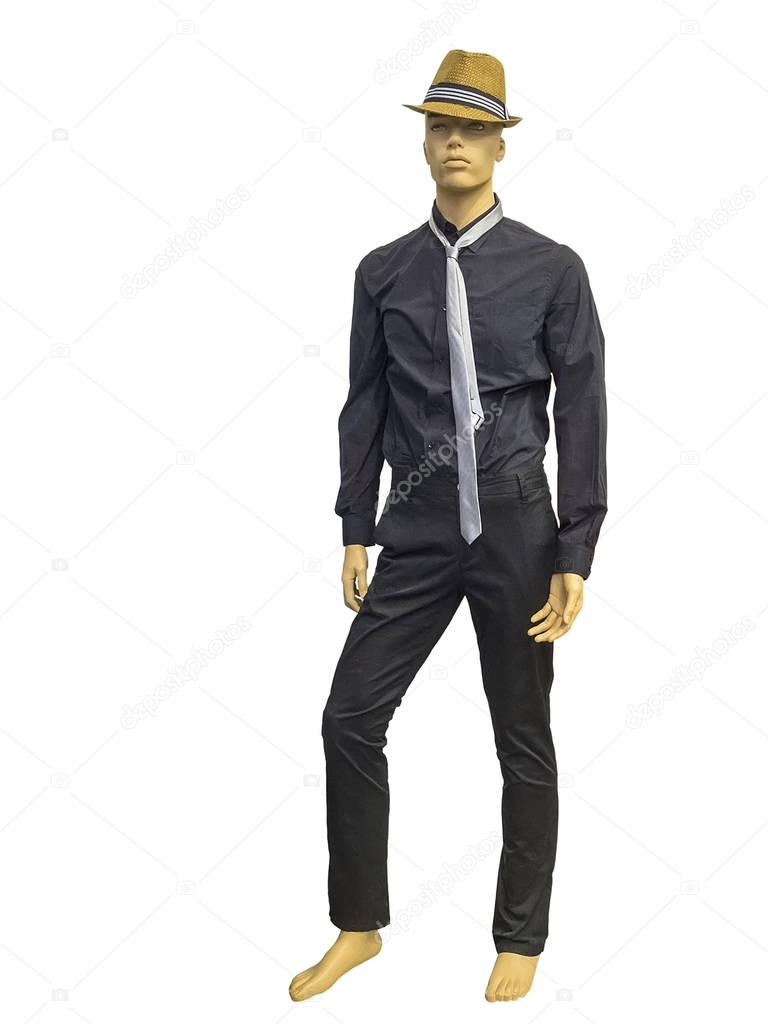 Male mannequin dressed in shirt and trousers