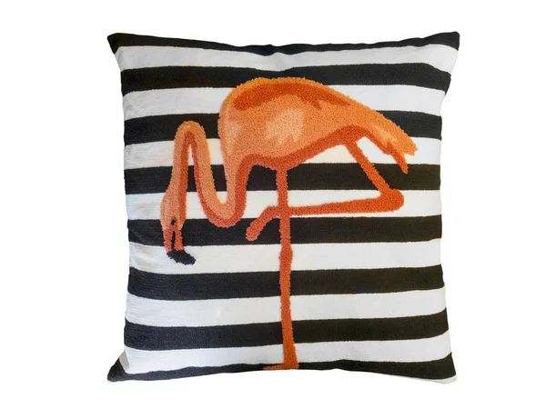 Decoratieve kussen met patroon van flamingo. — Stockfoto