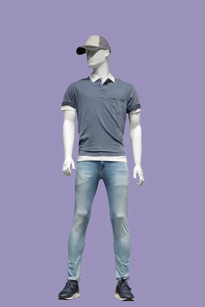 Dlouhá Mužská Figurína Oblečená Neformálním Oblečení Izolovaná Žádné Názvy Značek — Stock fotografie