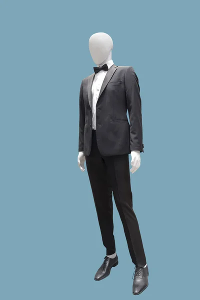 Full Length Male Mannequin Dressed Fashionable Clothes Isolated Blue Background — 图库照片