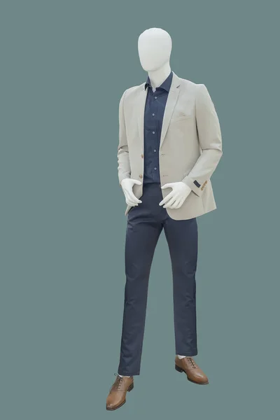 Mannequin Homme Pleine Longueur Vêtu Une Veste Beige Pantalon Noir — Photo