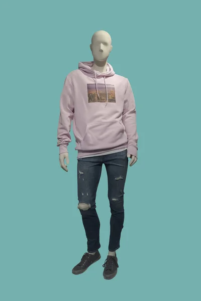 Volledige Mannelijke Mannequin Gekleed Casual Kleding Geïsoleerd Achtergrond Geen Merknamen — Stockfoto