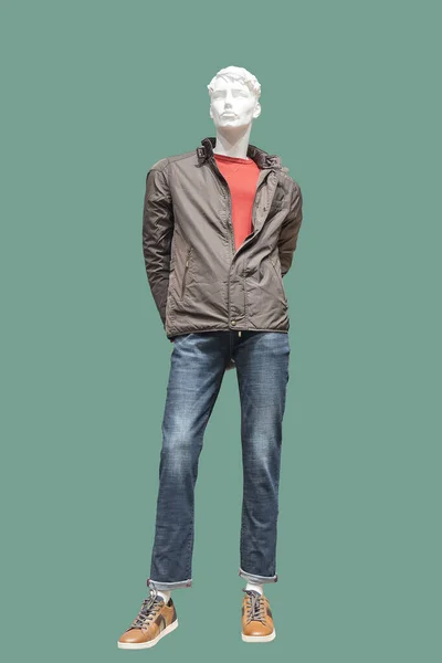 Mannequin Homme Pleine Longueur Vêtu Vêtements Décontractés Isolé Sur Fond — Photo