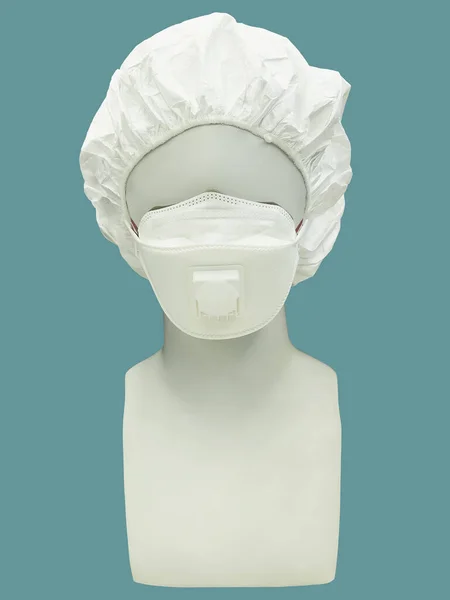 Máscara Polvo Con Válvula Maniquí Aislado Sobre Fondo Verde —  Fotos de Stock
