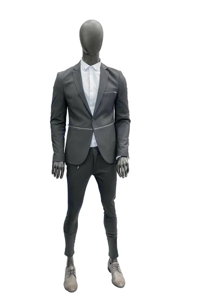 Manequim Masculino Comprimento Total Vestido Terno Elegante Isolado Fundo Branco — Fotografia de Stock