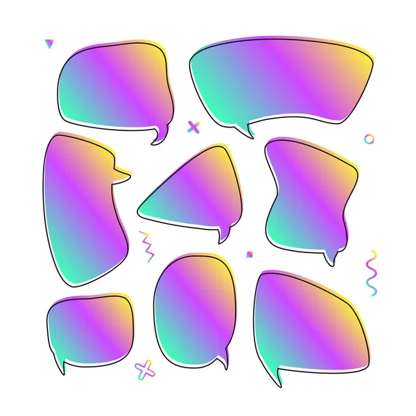 Ensemble vectoriel à la mode avec bulles vocales dans un design cosmique moderne dégradé avec place pour le texte — Image vectorielle